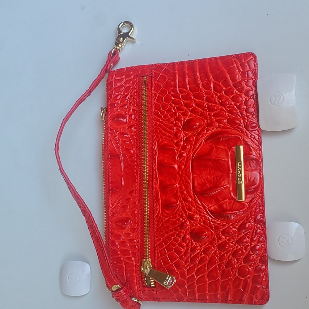 Brahmin croc embossed leather wristlet